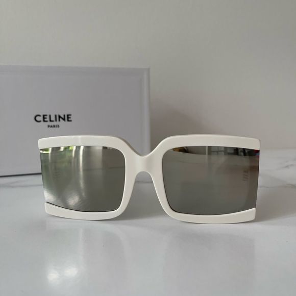 Celine New Oversized Square Acetate Sunglasses in White - Picture 6 of 7